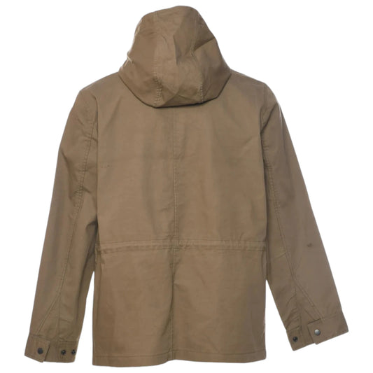 Brown jacket with a hood on a white background