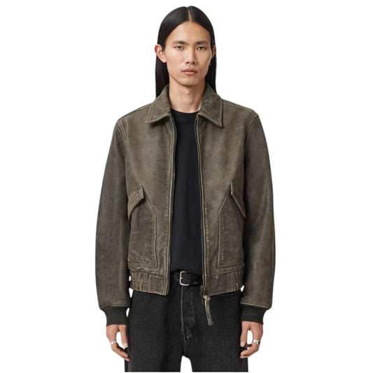 Man wearing a brown jacket on a white background