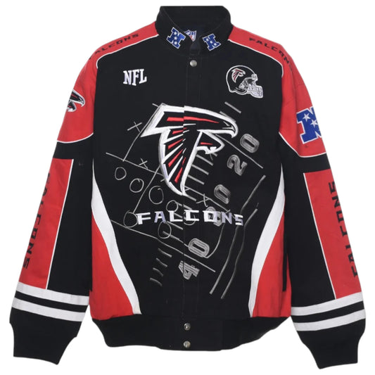 Atlanta Falcons jacket with team logo and colors on a white background